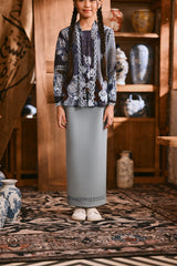 The Hariri Lace Skirt - Silver Blue