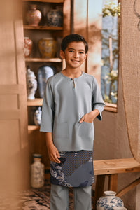 The Hariri 3/4 Sleeve Kurta - Silver Blue