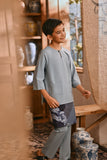 The Hariri 3/4 Sleeve Kurta - Silver Blue