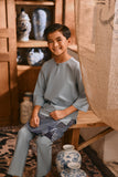 The Hariri 3/4 Sleeve Kurta - Silver Blue