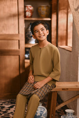 The Hariri 3/4 Sleeve Kurta - Butter Olive