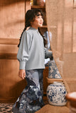 The Hariri Mandarin Collar Blouse - Silver Blue