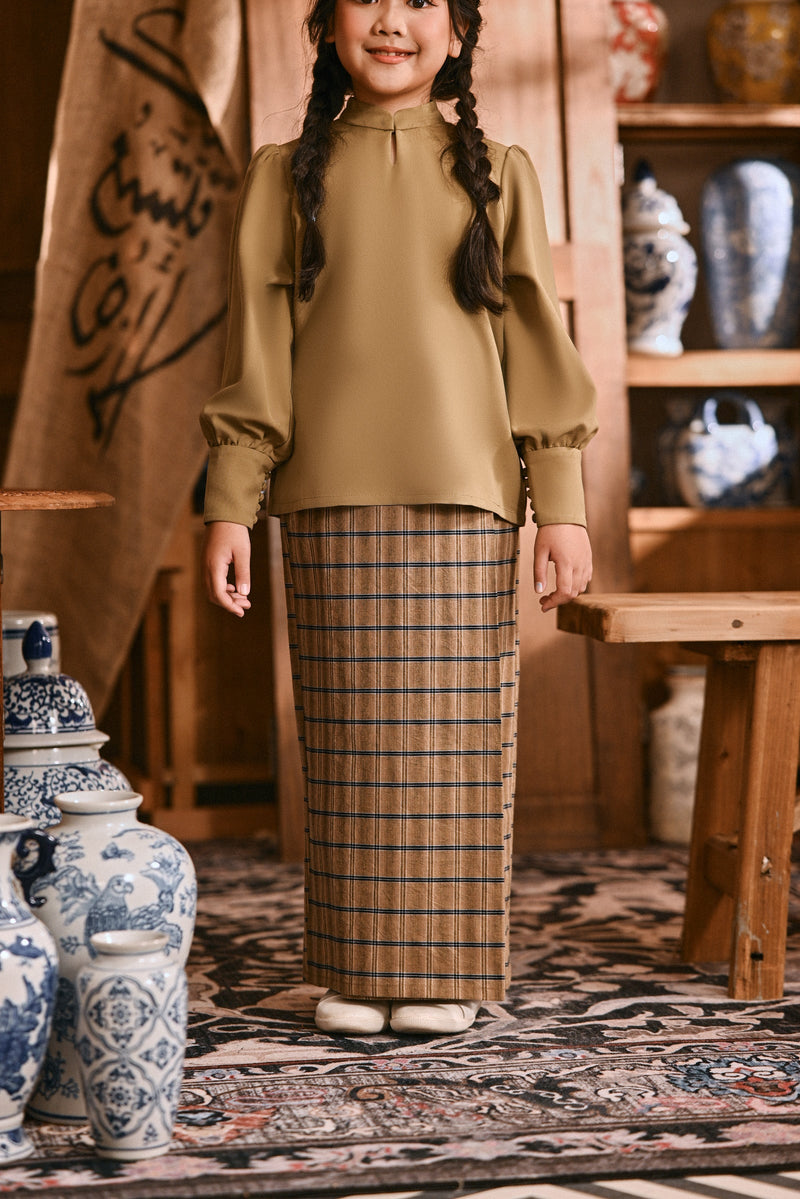 The Hariri Folded Skirt - Sunleaf Grid