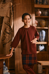 The Hariri 3/4 Sleeve Kurta - Royal Burgundy