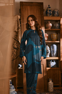 The Hariri Women Pesak Kurung Top - Teal Oasis