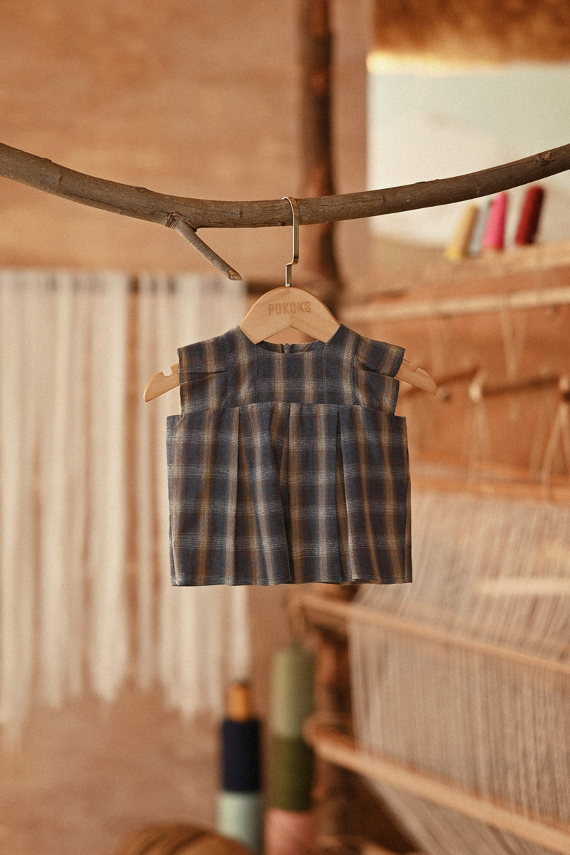 The Asal Kita Babies Kurung Pleats Top - Stone Canvas