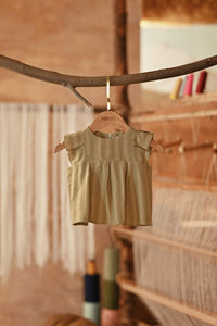 The Asal Kita Babies Kurung Pleats Top - Oat Grain