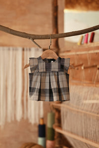 The Asal Kita Babies Kurung Pleats Top - Vintage Grid