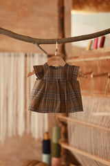 The Asal Kita Babies Kurung Pleats Top - Pecan Tartan