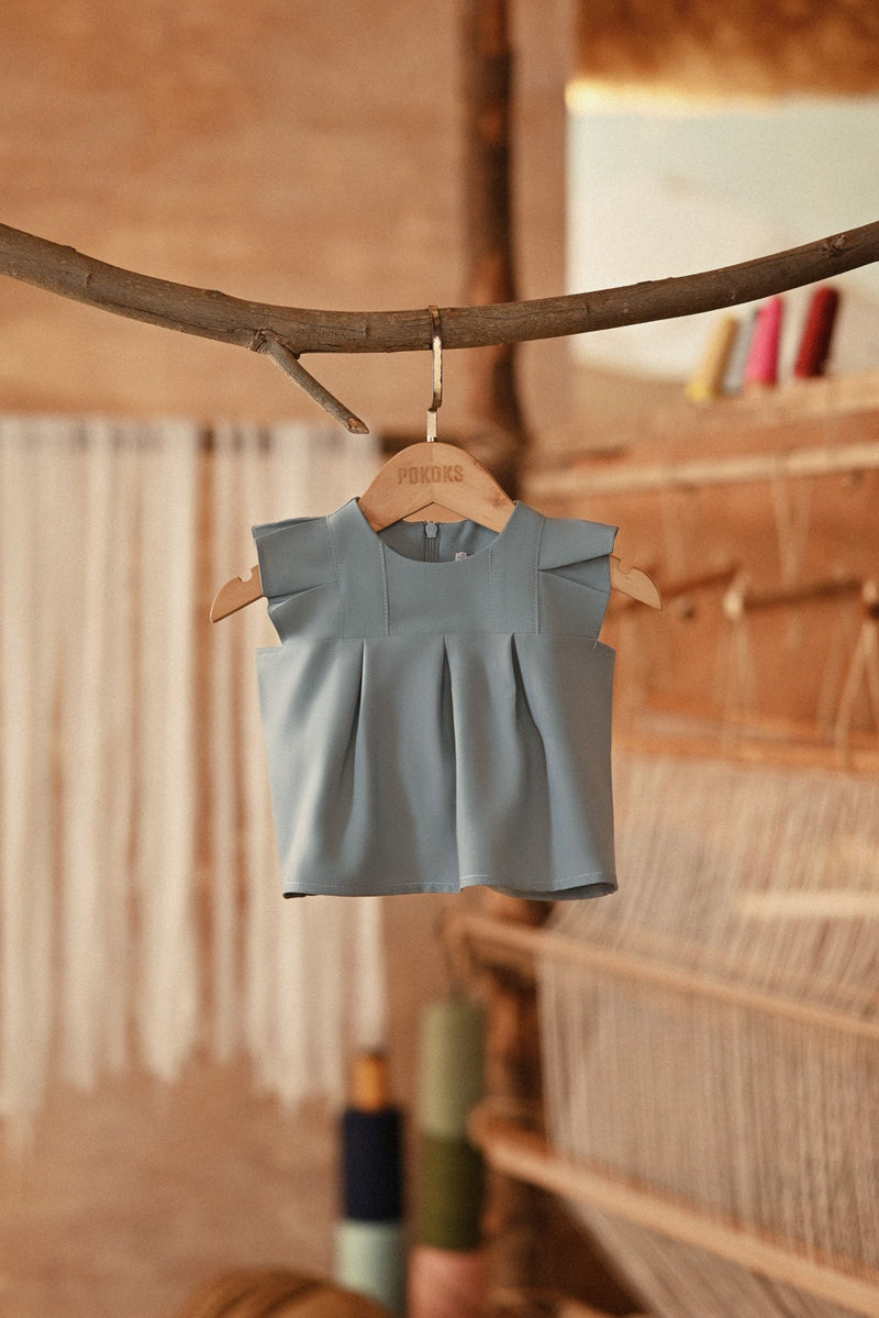 The Asal Kita Babies Kurung Pleats Top - Silver Blue