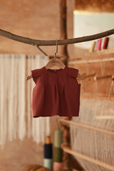 The Asal Kita Babies Kurung Pleats Top - Spice Red