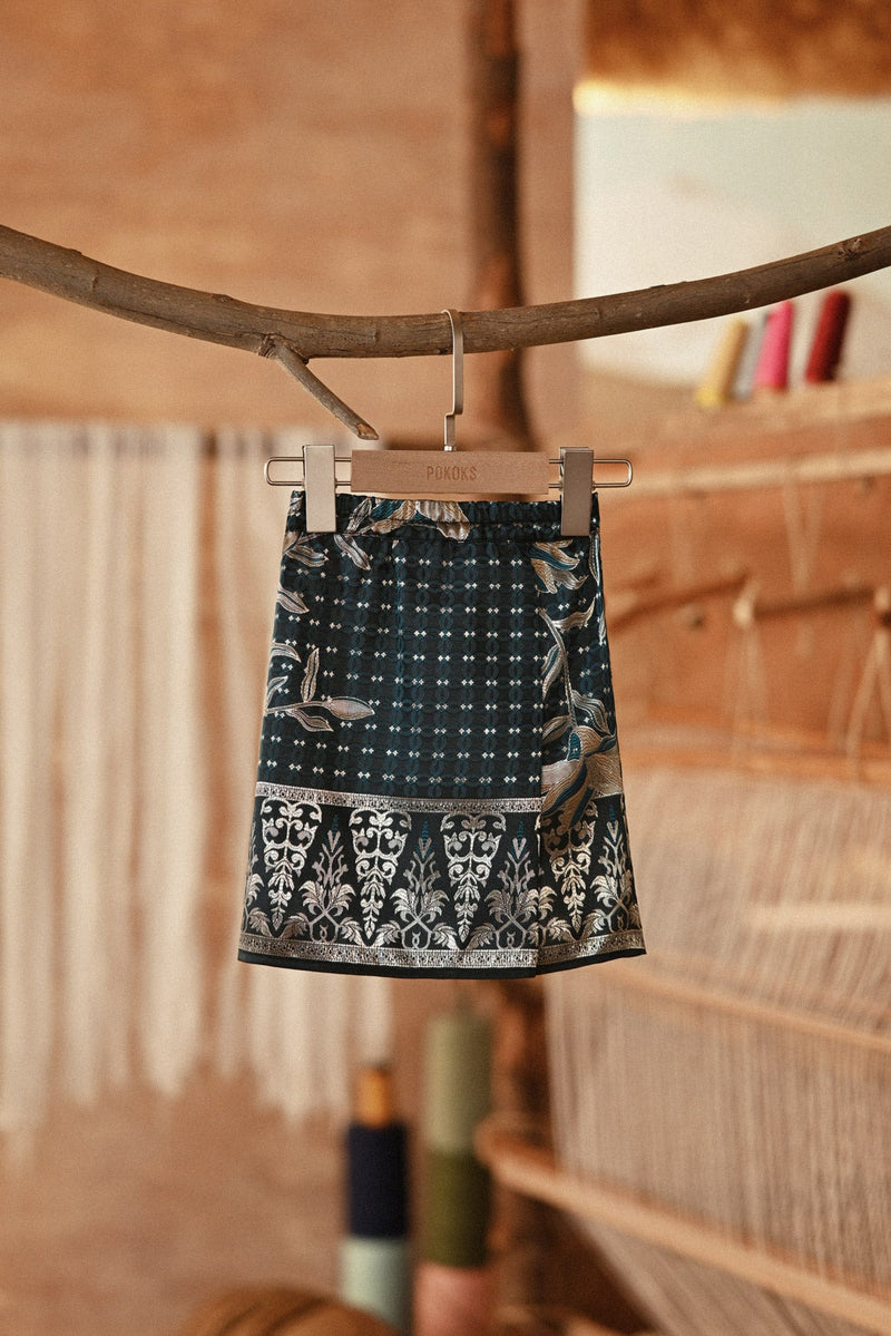 The Asal Kita Babies Jacquard Skirt - Teal Bloom