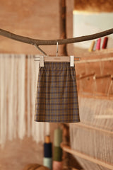 The Asal Kita Babies Back Pleated Skirt - Plummy Plaid