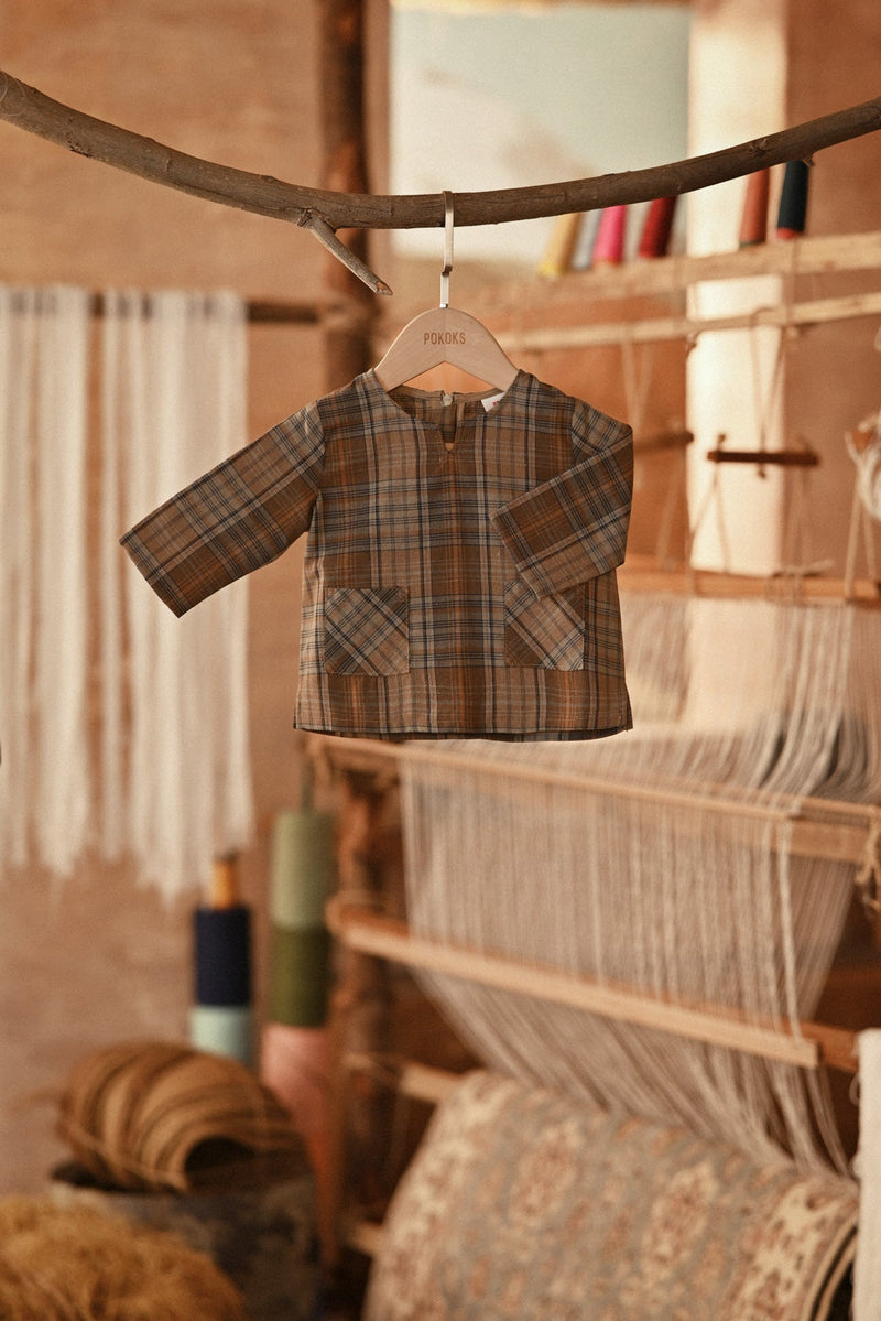 The Asal Kita Babies Kurta - Pecan Tartan