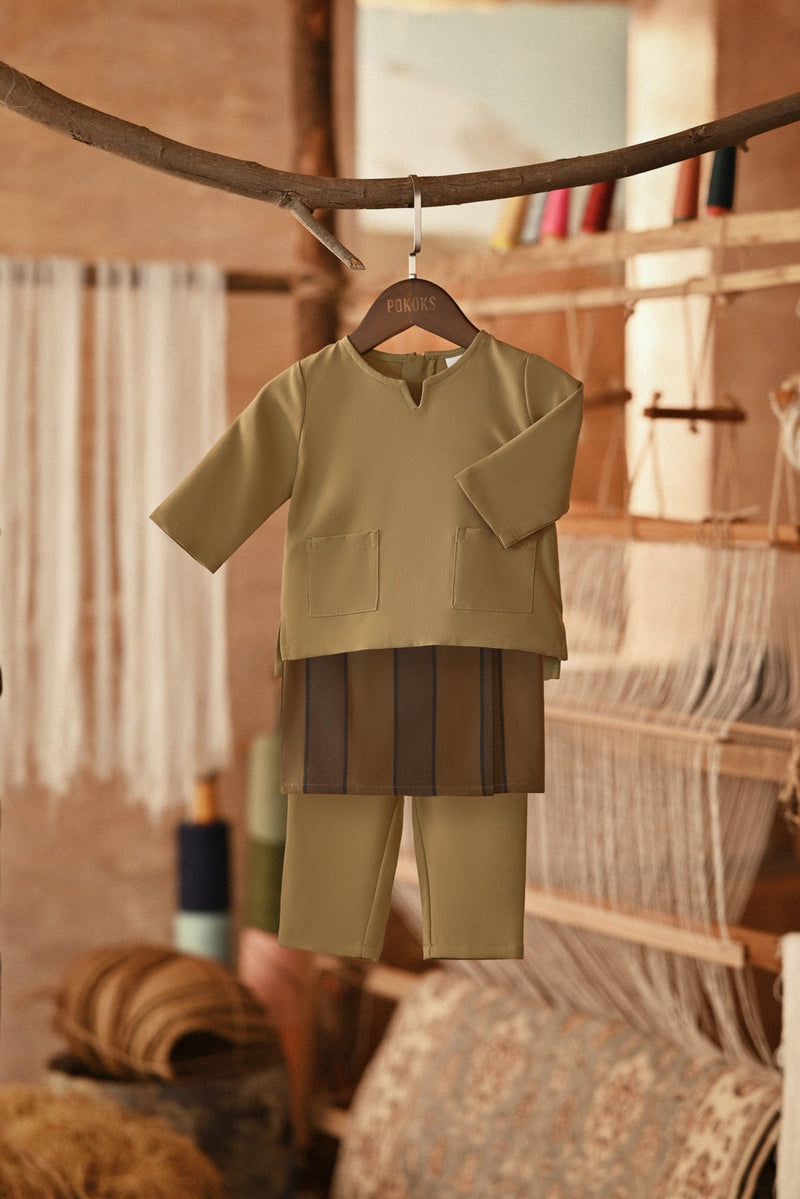 The Asal Kita Babies Baju Melayu Teluk Belanga - Butter Olive