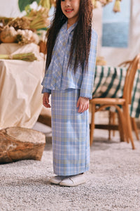 The Courtyard Back Pleated Skirt - Skyline Grid