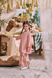 The Courtyard Layered Broderie Kurung Top - Dusty Pink