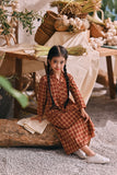 The Courtyard Kebaya Top - Russet Check
