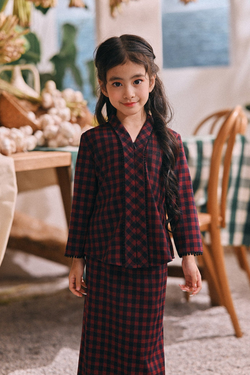 The Courtyard Kebaya Top - Rouge Plaid