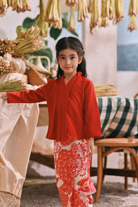 The Courtyard Kebaya Top - Chili Pepper
