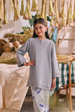 The Courtyard Layered Broderie Kurung Top - Stone Grey