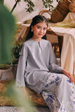The Courtyard Layered Broderie Kurung Top - Stone Grey