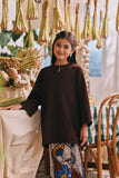 The Courtyard Layered Broderie Kurung Top - Dark Burgundy