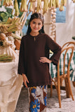 The Courtyard Layered Broderie Kurung Top - Dark Burgundy