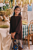 The Courtyard Layered Broderie Kurung Top - Dark Burgundy
