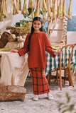 The Courtyard Layered Broderie Kurung Top - Spice Red