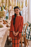 The Courtyard Layered Broderie Kurung Top - Spice Red