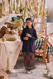 The Courtyard Layered Broderie Kurung Top - Royal Purple