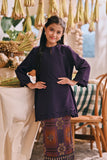 The Courtyard Layered Broderie Kurung Top - Royal Purple