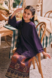 The Courtyard Layered Broderie Kurung Top - Royal Purple
