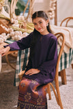 The Courtyard Layered Broderie Kurung Top - Royal Purple