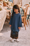 The Courtyard Layered Broderie Kurung Top - Deep Blue