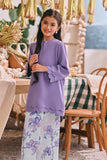 The Courtyard Layered Broderie Kurung Top - Dusty Purple