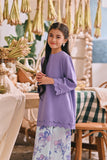 The Courtyard Layered Broderie Kurung Top - Dusty Purple