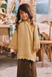 The Courtyard Layered Broderie Kurung Top - Champagne Yellow