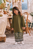 The Courtyard Layered Broderie Kurung Top - Green Olive