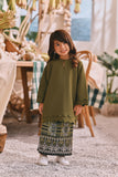 The Courtyard Layered Broderie Kurung Top - Green Olive