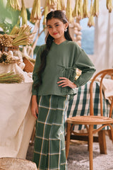 The Courtyard Side Tie Blouse - Sage Green