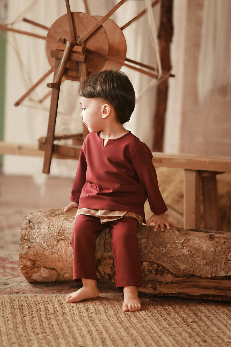 The Asal Kita Babies Baju Melayu Teluk Belanga - Royal Burgundy