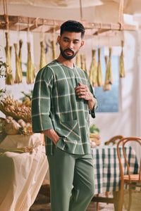 The Courtyard Men 3/4 Sleeve Kurta - Hunter Square