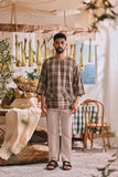The Courtyard Men 3/4 Sleeve Kurta - Sand Plaid