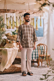 The Courtyard Men 3/4 Sleeve Kurta - Sand Plaid