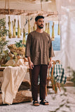 The Courtyard Men 3/4 Sleeve Kurta - Truffle Check