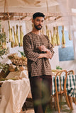 The Courtyard Men 3/4 Sleeve Kurta - Truffle Check