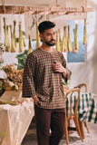 The Courtyard Men 3/4 Sleeve Kurta - Truffle Check