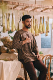 The Courtyard Men 3/4 Sleeve Kurta - Truffle Check